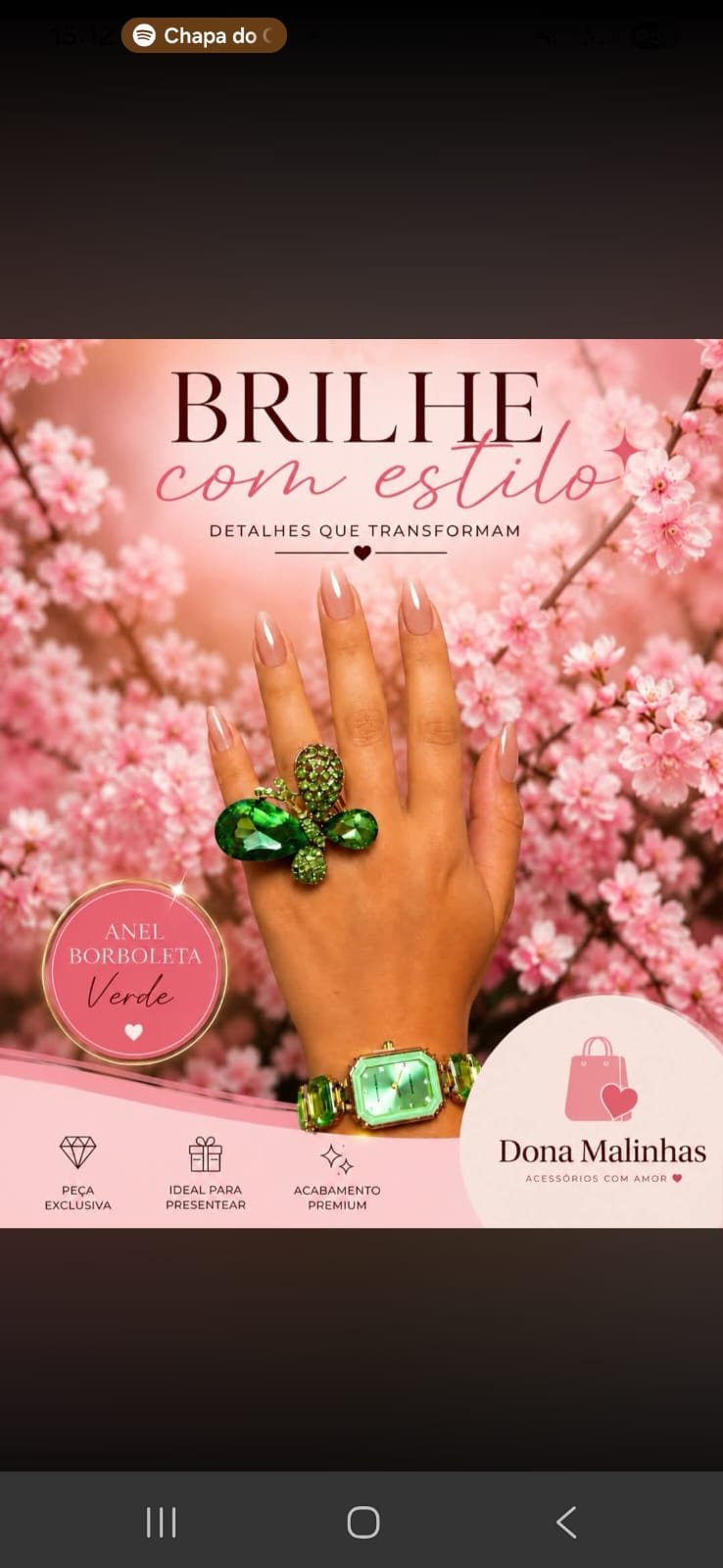 Anel Borboleta Verde