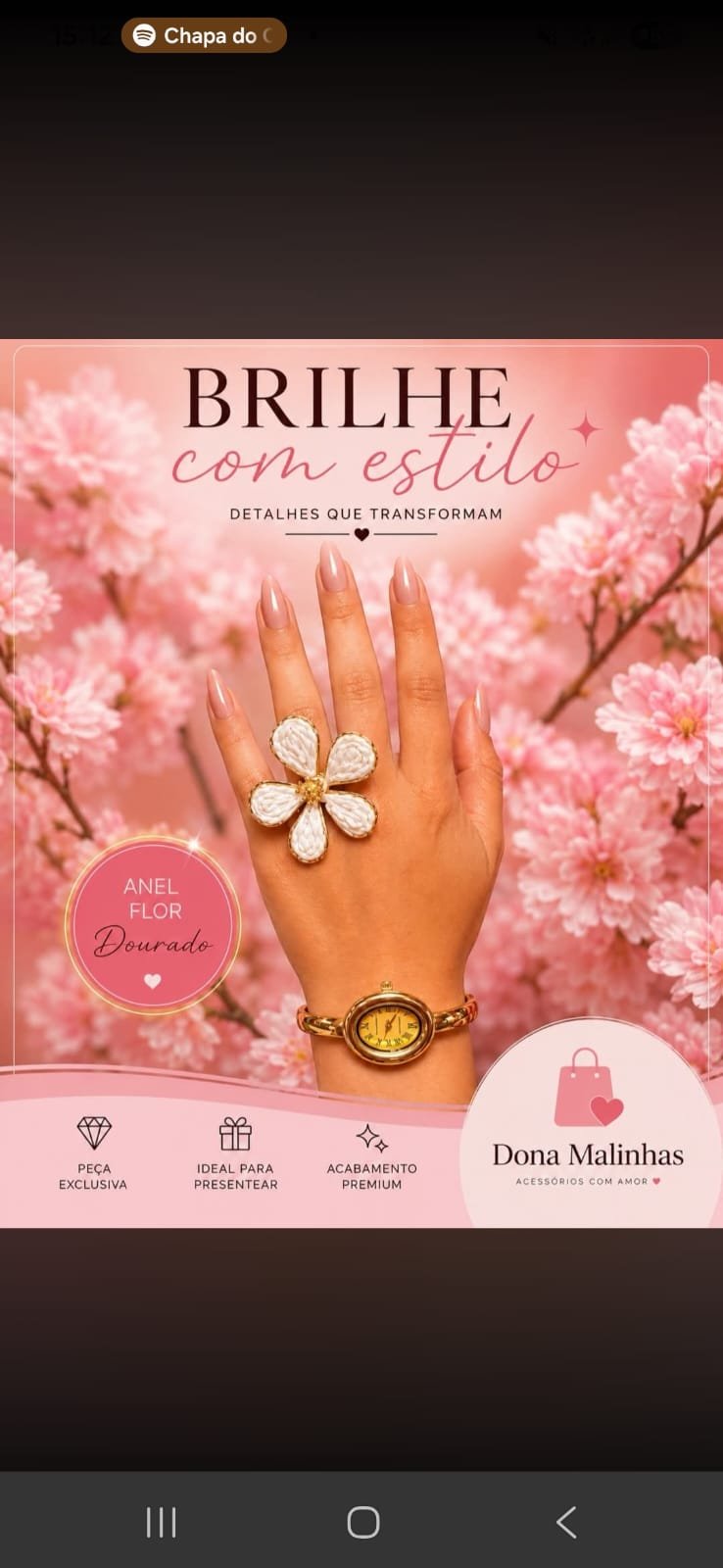 Anel Flor Dourado